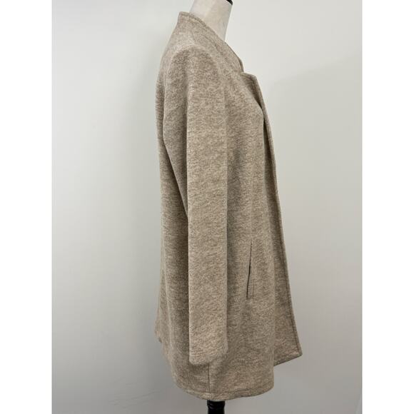 Vero Moda Heathered Long Jacket Women’s XL Light Brown Tan Open Front Coat - Picture 3 of 6